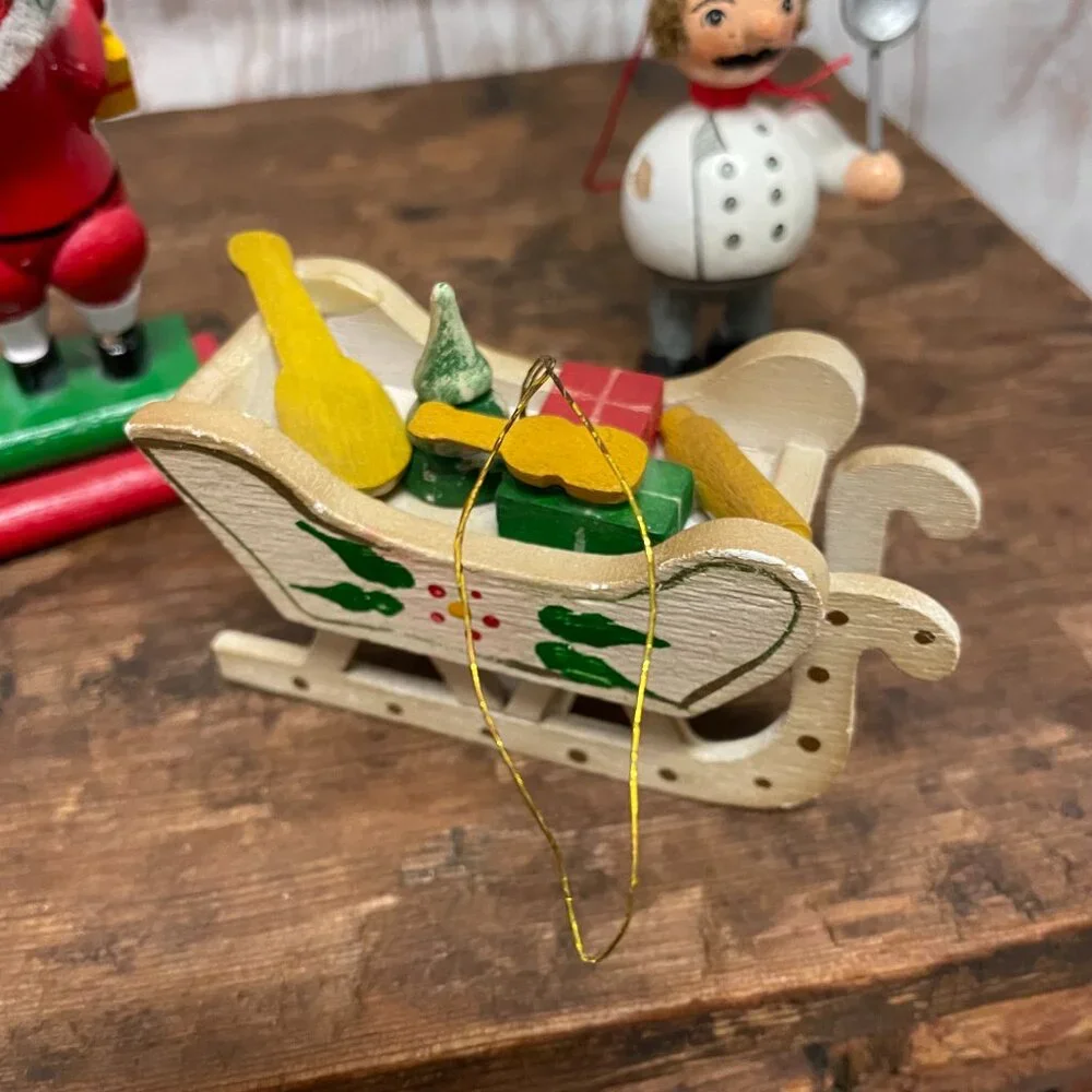 Lot of 6 Vintage Wooden Christmas ornaments